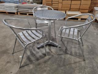 Aluminium Cafe Table & 3x Chairs Set