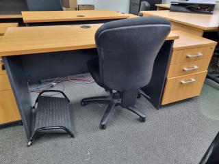 Office Desk w/ Mobile Drawers, Chair, & Foot Rest