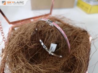 PINK FLOWER ENAMEL BANGLE (STERLING-SILVER) -MEDIUM | Little KIRSTIN ASH