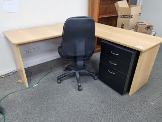 Office Corner Desk w/ Mobile Drawers, Chair