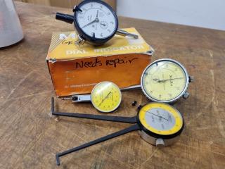 4x Assorted Dial Gauges & Dial Caliper Gauges