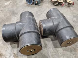 2x Durapipe PVC 225mm T-Junction Couplings