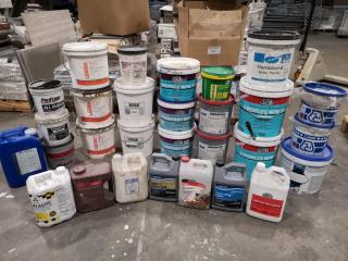 30x Assorted Tile Trades Adhesives, Waterproofing, Sealers & More