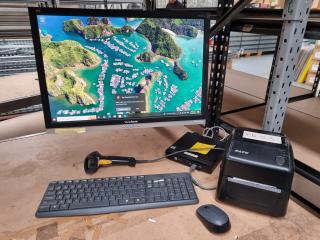 HP EliteDesk W/ Monitor, Label Printer, Barcode Scanner