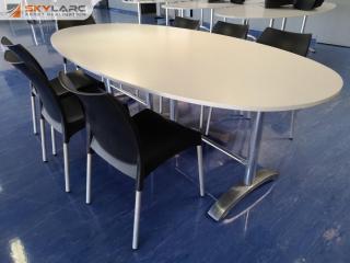 Stylish 2400mm Office or Cafeteria Table w/ 7x Stacking Chairs