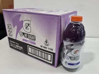 Gatorade No Sugar Electrolytes Grape, 12x 1-Litre