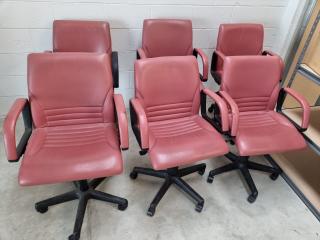 6x Vinyl Padded Office Desk Chairs