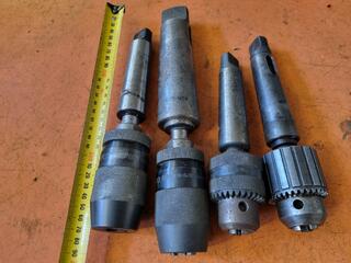 4x Drill Chucks w/ MT Shanks & Adapters