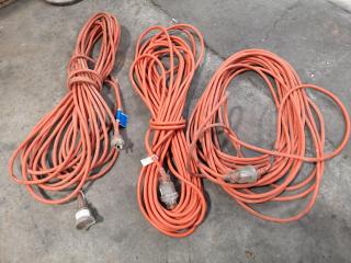 3x 20-Metre 10A Single Phase Power Extension Cable Leads