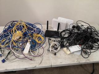 Mixed Lot of Network Cables, AC Power Adapters, Gateways, Switches & More