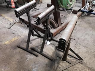 3x Adjustable Workshop Material Support Roller Stands