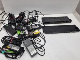 Assorted Fujitsu Laptop Power Adapters & Port Replicarors