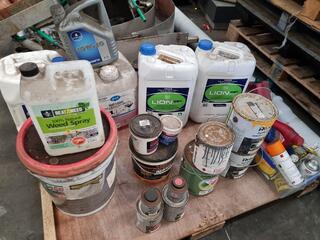 Assorted Partial Cleaners, Paints, Oils, Herbicides, & More