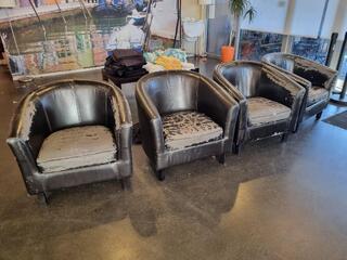 3x Matching Faux Leather Armchairs