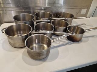 8x Stainless Steel Comercial Sauce Pans