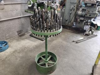 55x Morse Taper Imperial Size Drills w/ Heavy Steel Stand