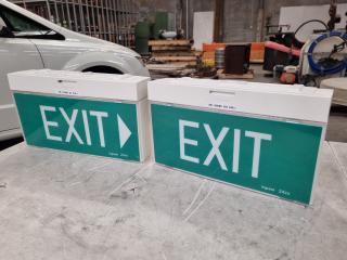 2x Legrand LED Exit Signs, Double Sided, Battery Backup