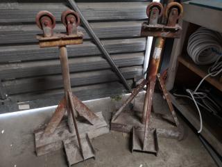 2x Industrial Material Roller Support Horses