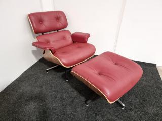 Eames Style Lounge Chair and Ottoman  - Leather