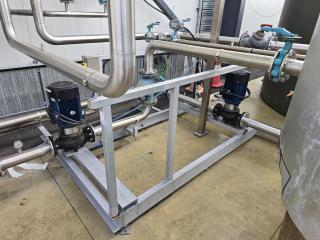 2 x Pumps on Stand with Pipe Work