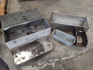 Assorted Toolboxes, Storage Bins & Shelves