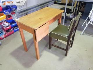 Vintage Wooden Student Desk and Chair