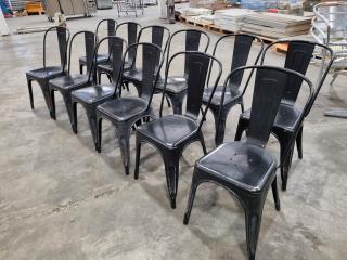 12x Stackable Steel Outdoor Cafe Chairs