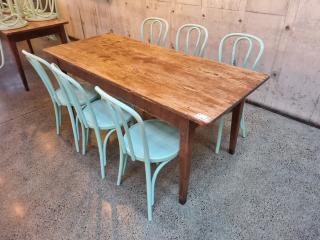 Antique Timber Cafe Table and 6 Chairs