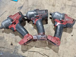 3x Milwaukee M18 Fuel 1/2" Drive Impact Wrenches