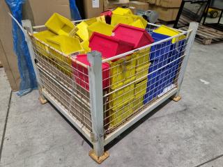 Large Lot of Lamson & Maxi Bin Parts Storage Bins w/ Basket Pallet