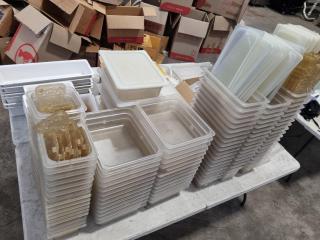 Assorted Plastic Food Storage Containers, Dispensers, & More