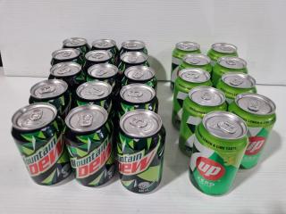 Mountain Dew & 7UP Soft Drinks, 24x 330mL Cans