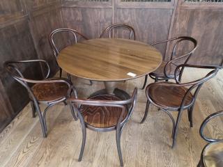 Cafe Table with 7 Bentwood Arm Chairs