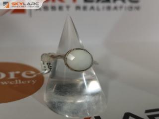 Faceted Oval Gemstone Ring | White Agate