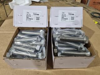 304 Grade Stainless M16x80 Hex Head Set Bolts, 60x Units