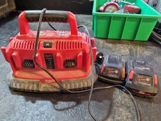 Milwaukee M18 Six Pack Sequential Charger w/ 2x Batteries