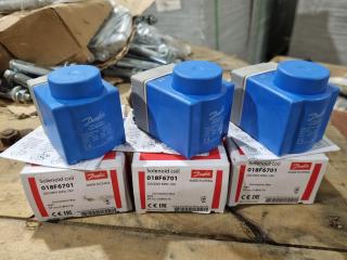 3x Danfoss Solenoid Coils 018F6701, New