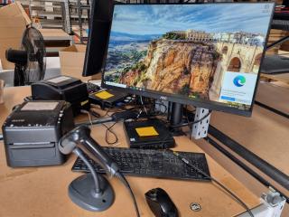 HP EliteDesk W/ Monitor, Label Printer, Barcode Scanner
