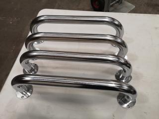 4x Chromed Steel Wall Mounted Safety Bars