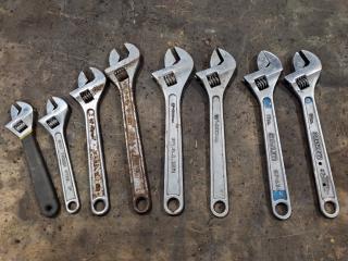 8x Assorted Adjustable Wrenches